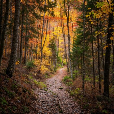 Forest Path in Autumn Colors