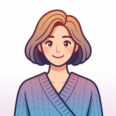 Smiling Asian woman in purple sweater