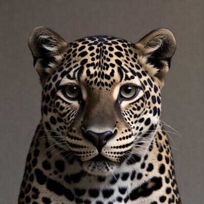 Close-up leopard face portrait