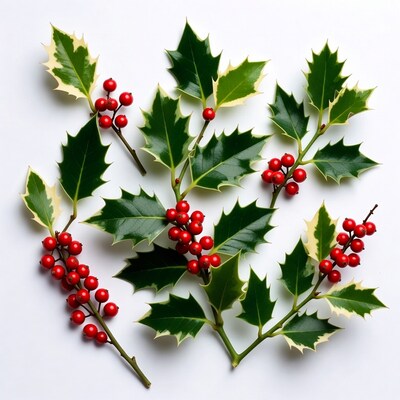 Holly Leaves and Red Berries