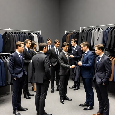 Business professionals in suit store