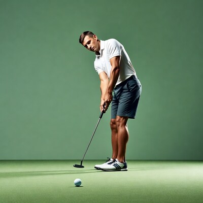 Man putting golf ball