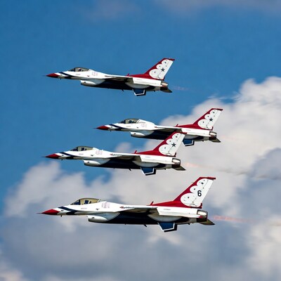 Thunderbirds jets flying in formation
