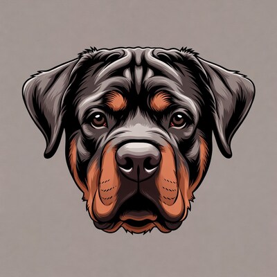 Rottweiler dog head illustration