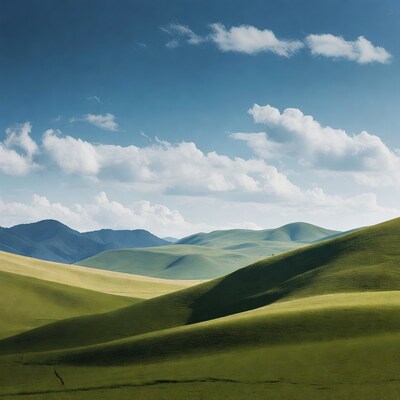 Rolling Green Hills and Mountains