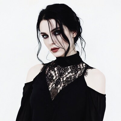 Gothic woman in black lace top