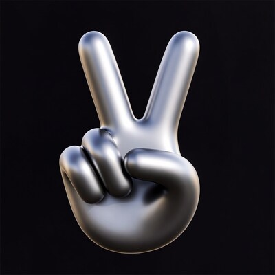 Shiny Silver Peace Sign Hand