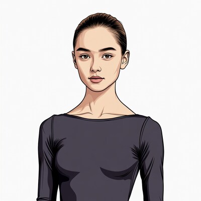 Asian woman in black top illustration