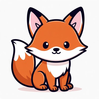Cute cartoon fox sitting