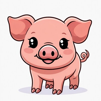Cute cartoon pink pig