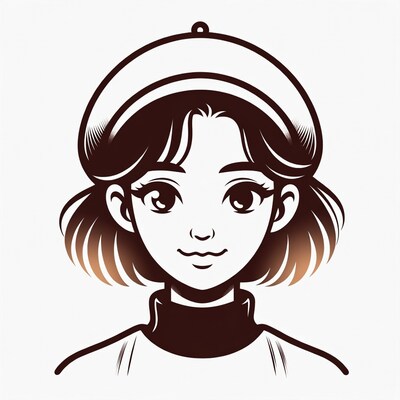 Anime girl with beret illustration