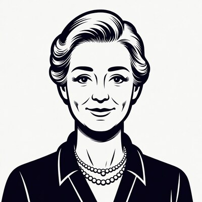 Elegant older woman portrait illustration