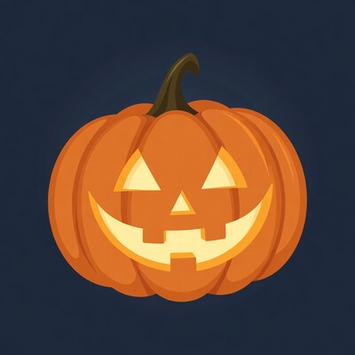 Smiling Jack-o'-lantern Pumpkin Illustration