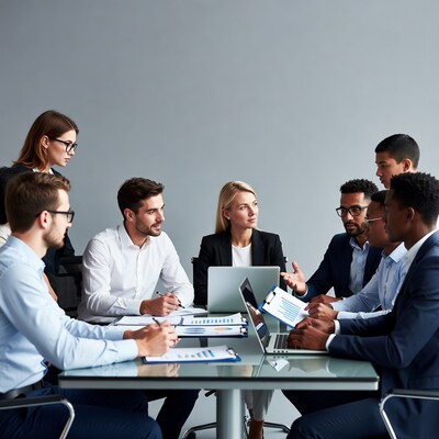 Diverse team in business meeting