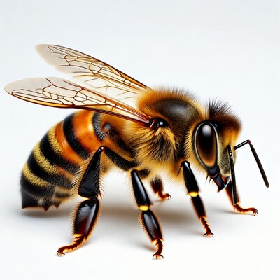 Honey Bee on White Background