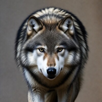 Close-up gray wolf portrait