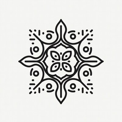 Black Mandala Line Art