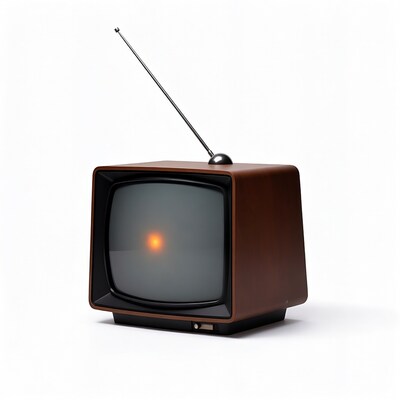 Vintage wooden TV with antenna