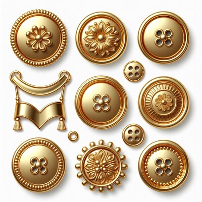 Gold Ornate Buttons Illustration