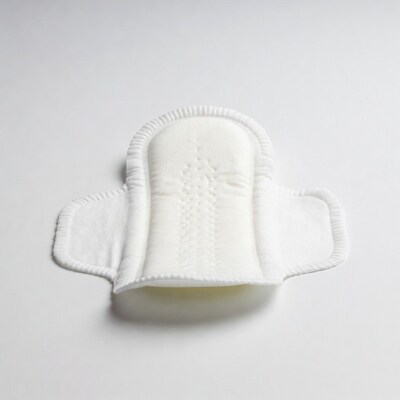 White sanitary pad on white background