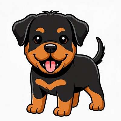 Cute Rottweiler Puppy Illustration