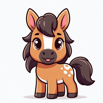 Cute cartoon foal smiling