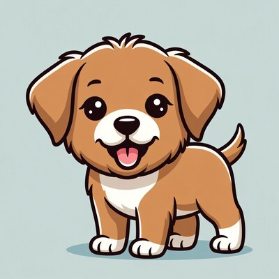 Cute cartoon puppy smiling