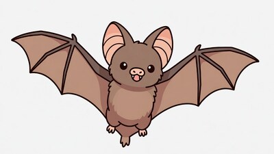 Cute cartoon bat with wings spread