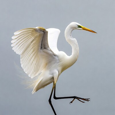 Great Egret spreading wings