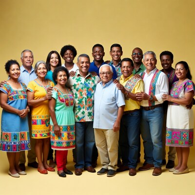 Diverse Latino family group photo