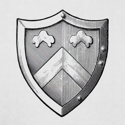 Heraldic Shield with Clouds and Chevron