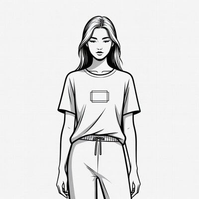 Asian woman in t-shirt and joggers