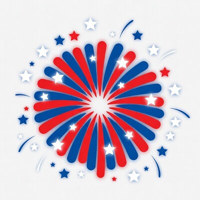 Red Blue Firework Stars Illustration