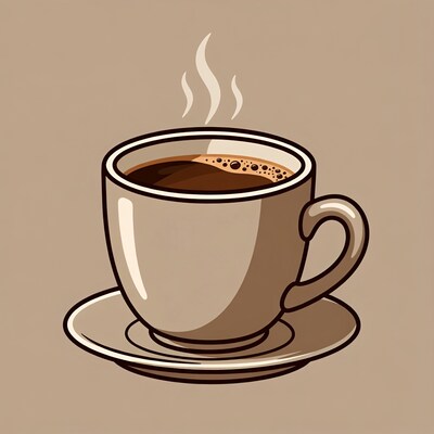Steaming Coffee Cup with Saucer
