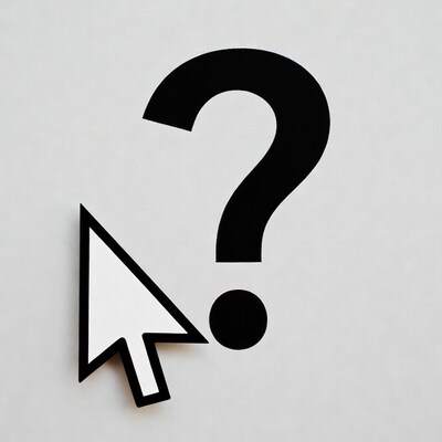 Mouse cursor pointing at question mark