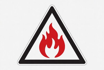 Red Flame Fire Hazard Warning Sign