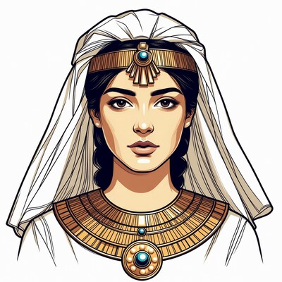 Egyptian Woman in White Veil