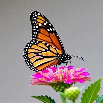 Monarch Butterfly on Pink Zinnia