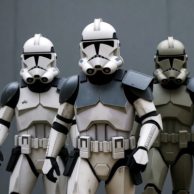 Three Stormtroopers Standing Together