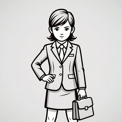 Asian woman in business suit with briefcase