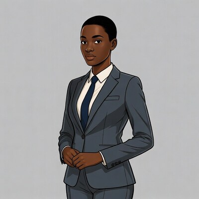 African-American woman in gray suit