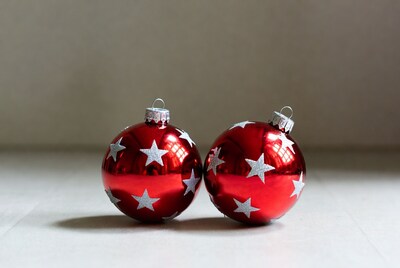 Two Red Star Christmas Ornaments