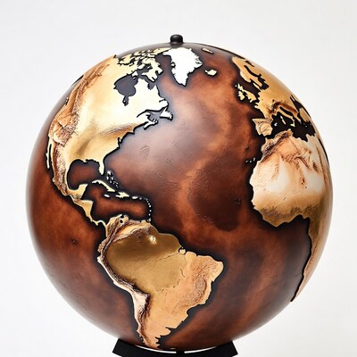 Bronze gold globe on stand