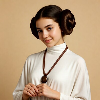 Girl with Princess Leia buns