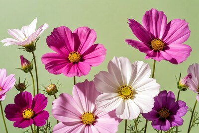 Pink and White Cosmos Flowers