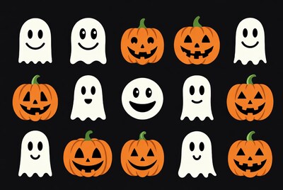 Halloween Ghosts and Jack-o-Lanterns Clipart