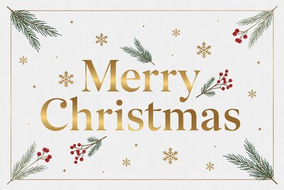 Merry Christmas Gold Text Illustration