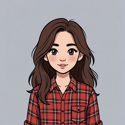 Anime girl in plaid shirt