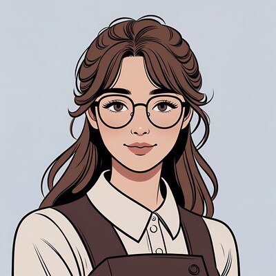 Anime girl with glasses and vest