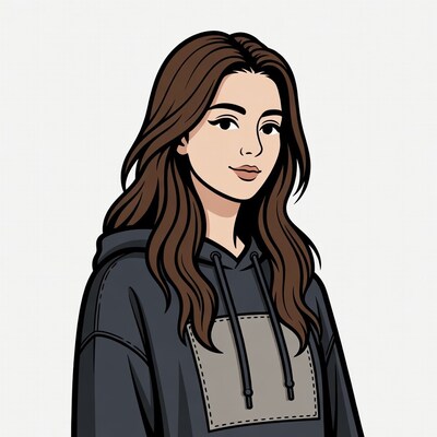 Asian woman in hoodie illustration